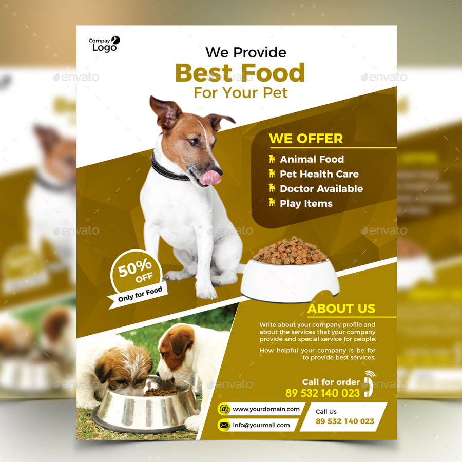 Dog Food Supply Flyer, Print Templates GraphicRiver